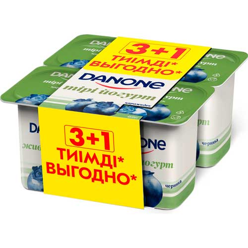 Йогурт Danone Черника 2.5% 4 шт. по 120 г.